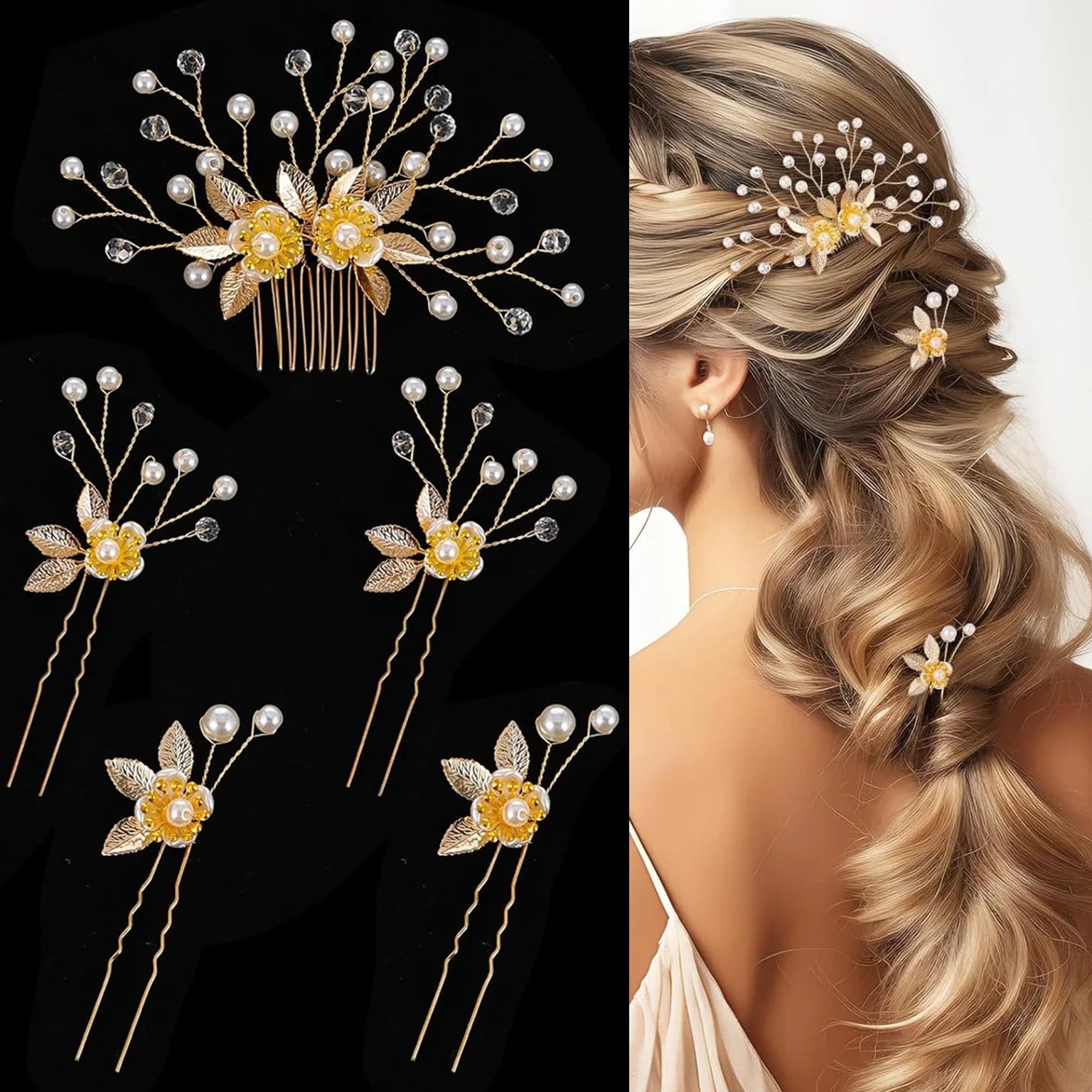 Floral Hair Pins for Bridal Hairstyle