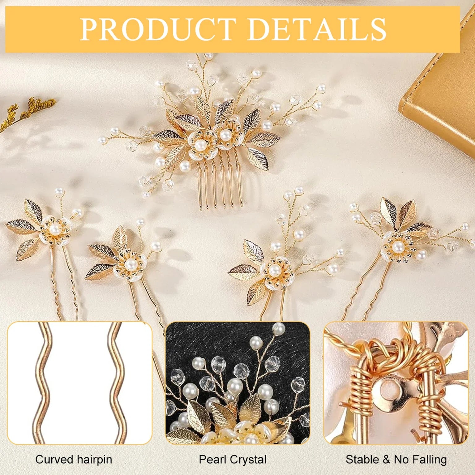 Floral Hair Pins for Bridal Hairstyle