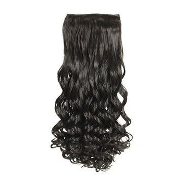 Wavy Hair Extension 20 Inch Natural Black Clip-In