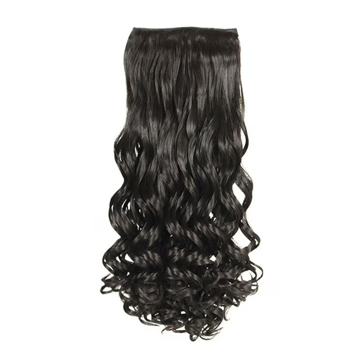 Wavy Hair Extension 20 Inch Natural Black Clip-In