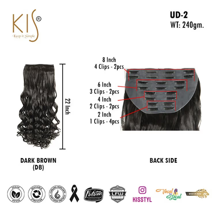 Wavy Hair Extension 20 Inch Natural Black Clip-In