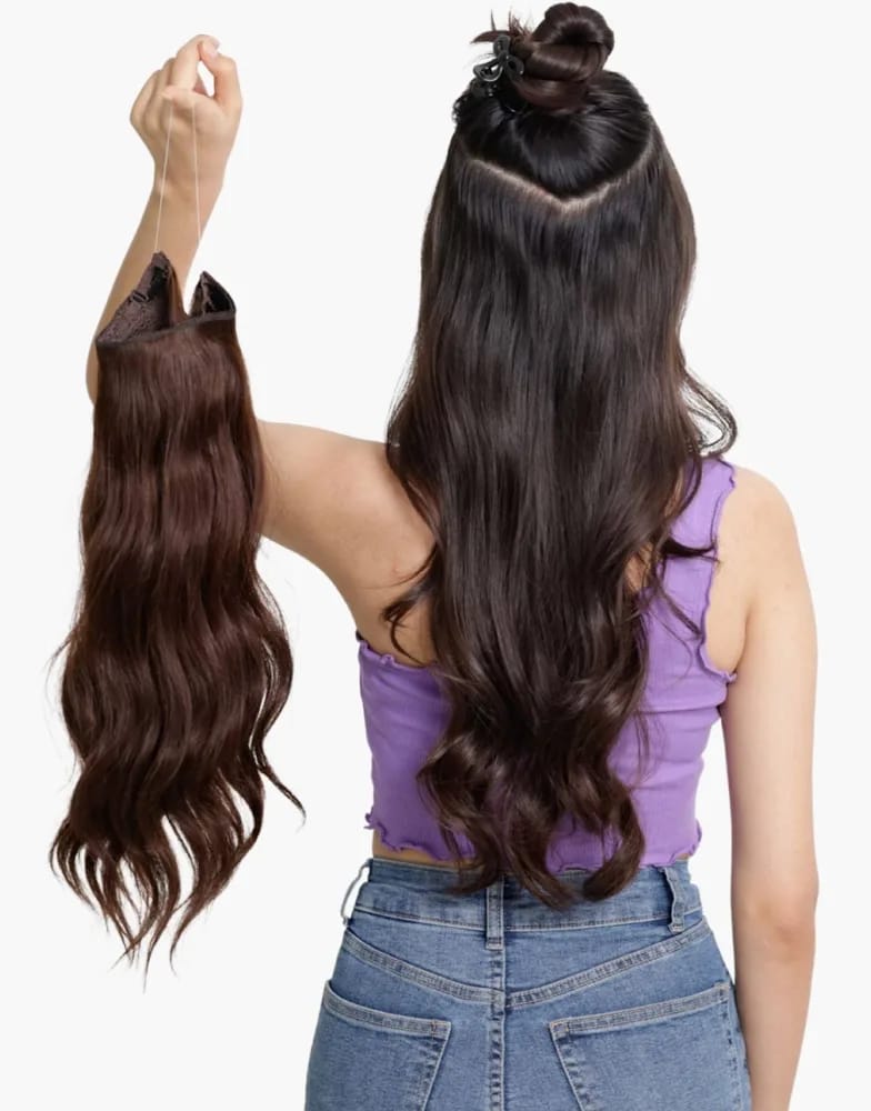 Premium 100% Human Hair Halo Extensions (Natural Black)