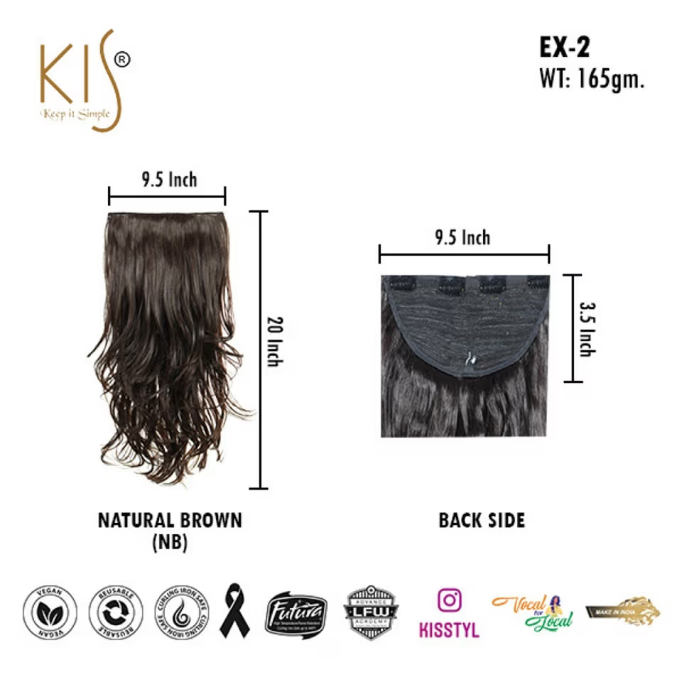 Wavy Hair Extension 18 Inch Brown Highlights Human Hair