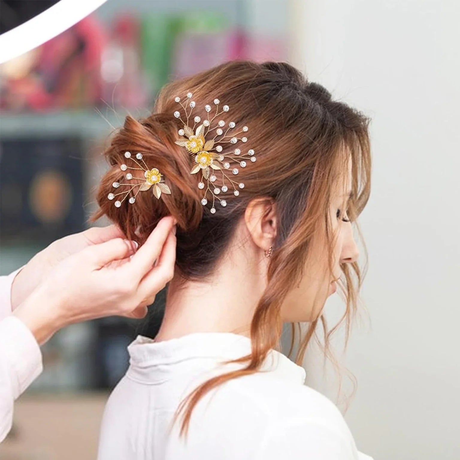 Floral Hair Pins for Bridal Hairstyle